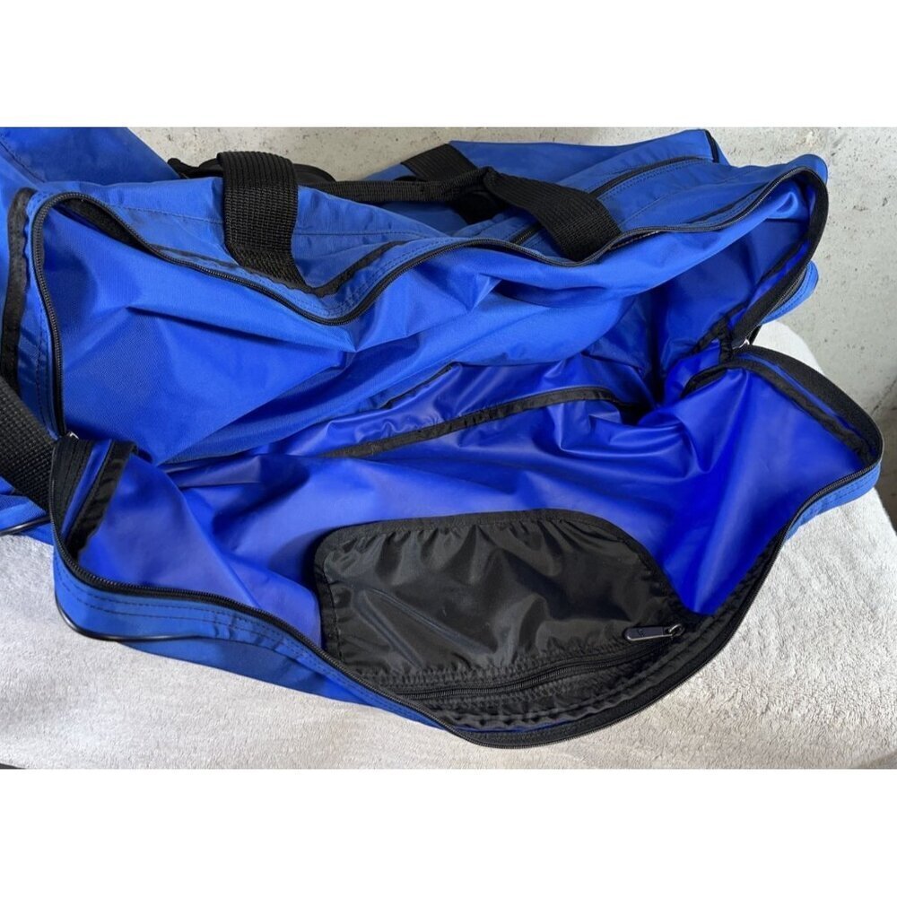 Vintage XL 90s Blue Nike Travel Duffle Gym Bag Embroidered Swoosh Logo Nylon - Picture 13 of 16